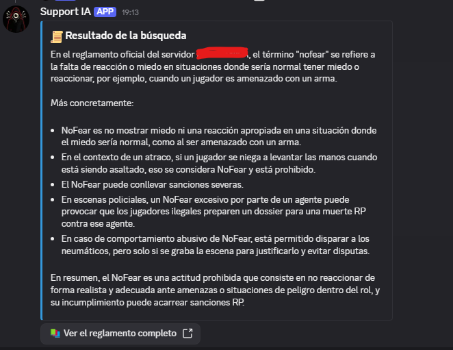 Imagen de ejemplo de la respuesta del bot al usar el comando /q